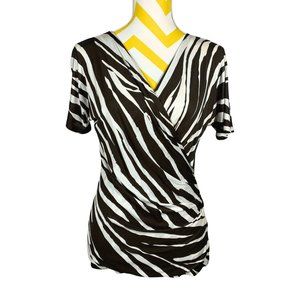 NWT MaxMara Zebra Print Blouse • Size L • Dark Brown/Light Cream